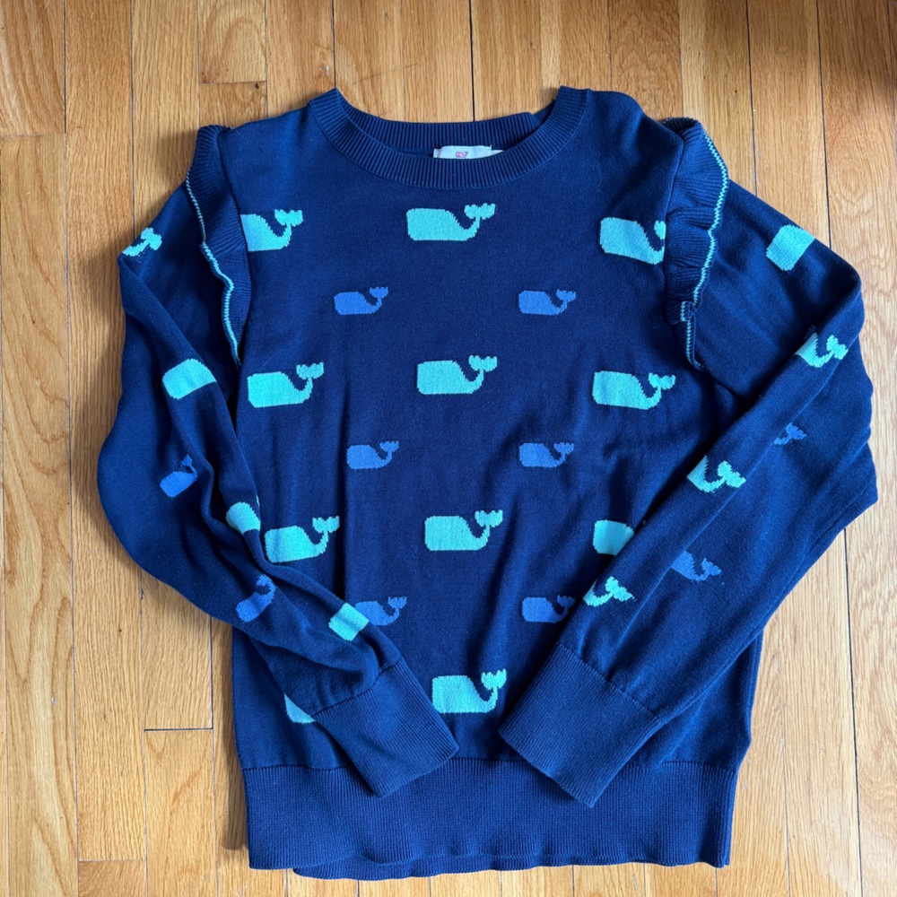 Vineyard Vines Navy Blue Sweater 100% cotton w/Whale Logo